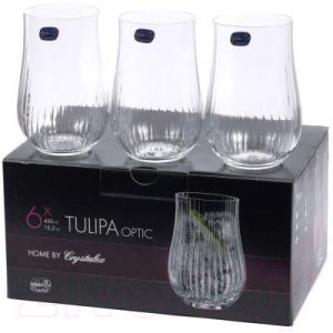 Набор стаканов Bohemia Crystal Tulipa Optic 25300/36/450